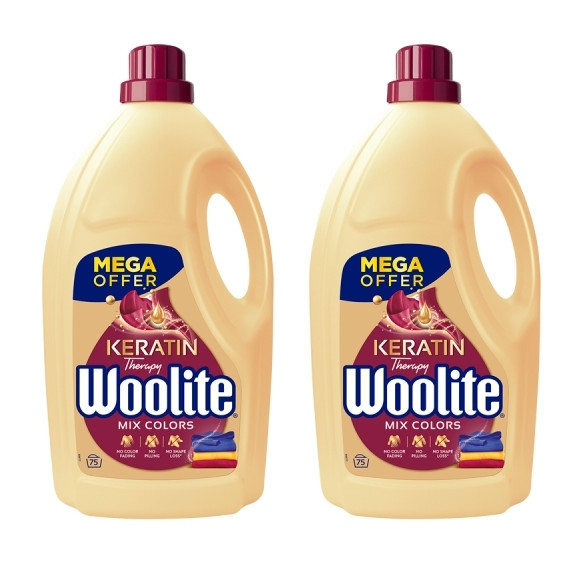 Woolite, Tekutý prací prostředek s Keratinem, 2 x 4,5l