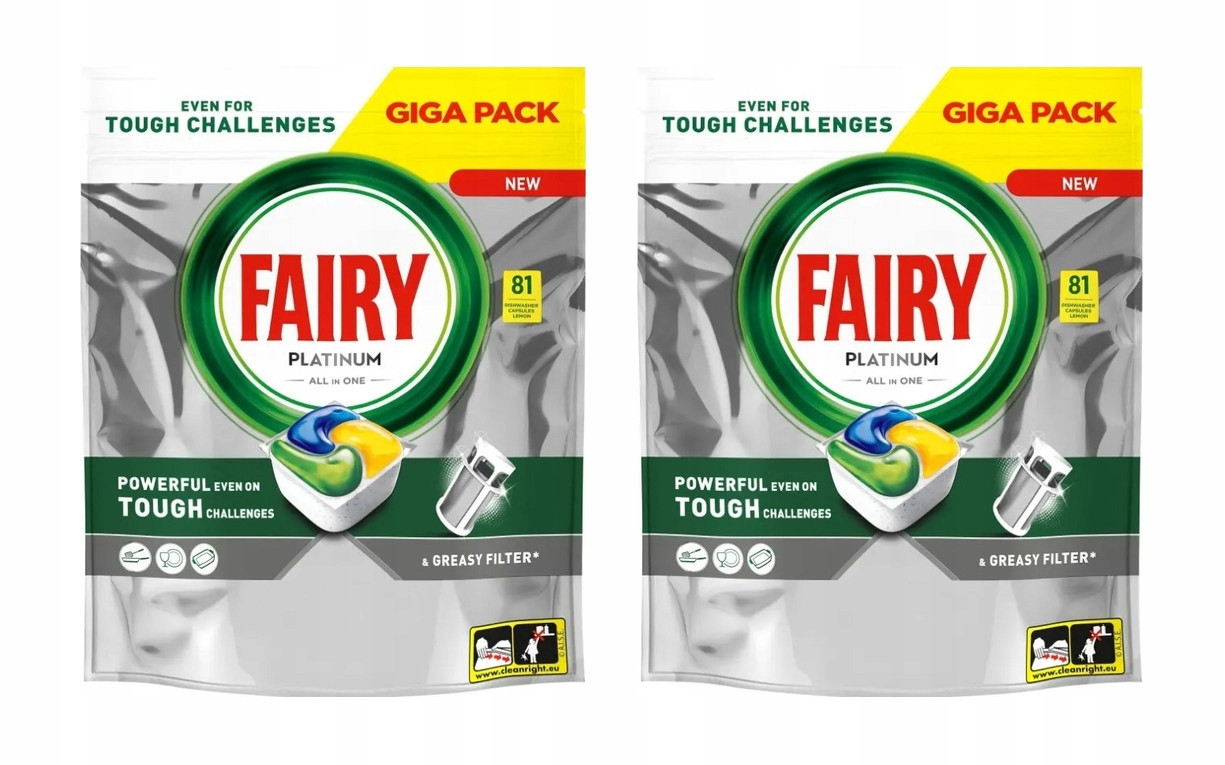 Fairy Platinum All in One Kapsle do myčky Lemon, 2 x 81 kusů