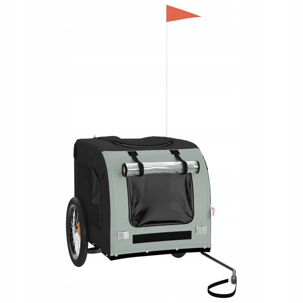 Přívěs na kolo pro zvířata 69x133,5x73,5cm šedo-černý