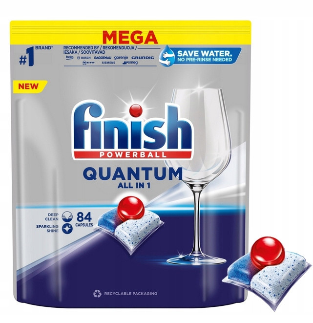 Finish Kapsle Quantum ALL-IN-1 Fresh 3 Komorová Mycí Kapsle 84 ks