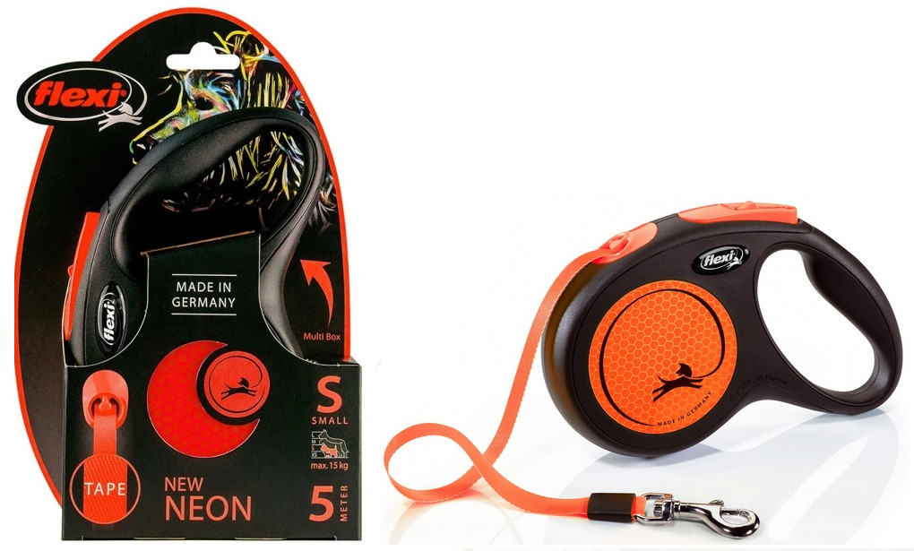 vodítko S Oranžová Flexi Pro Psa Páska 5M Do 15KG