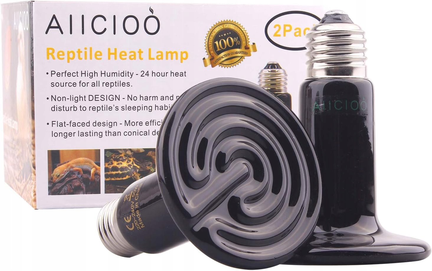 Aiicioo Topná lampa do terária plazů kuřat 2kusy E27 150w