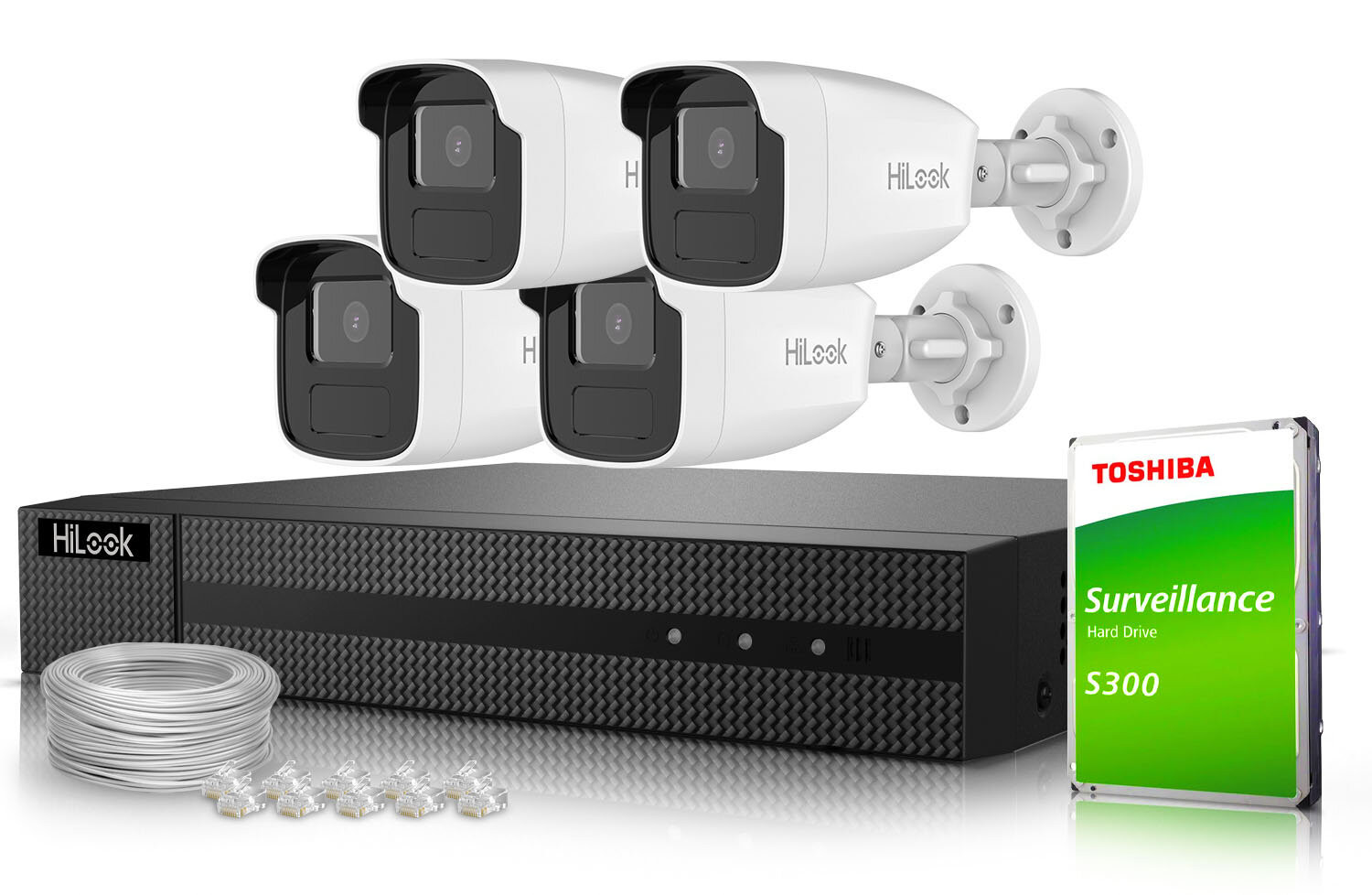 Monitorovací sada 4x IPCAM-B4-50IR Ir 50m 4MPx HiLook by Hikvision