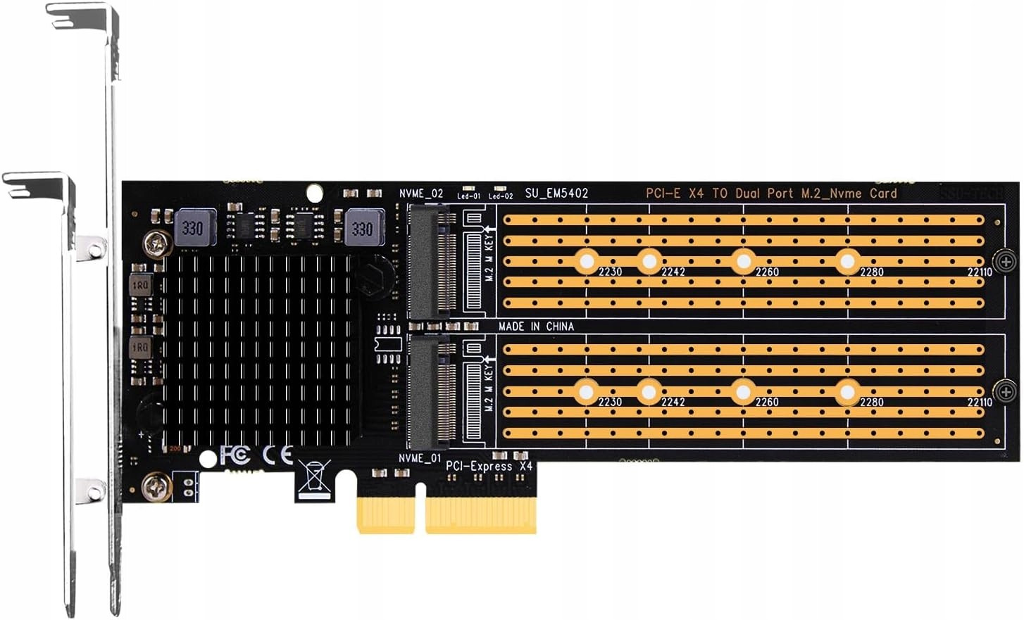 Duální adaptér Glotrends PA20 M.2 NVMe na PCIe 3.0 X4 s PCIe bifurkací