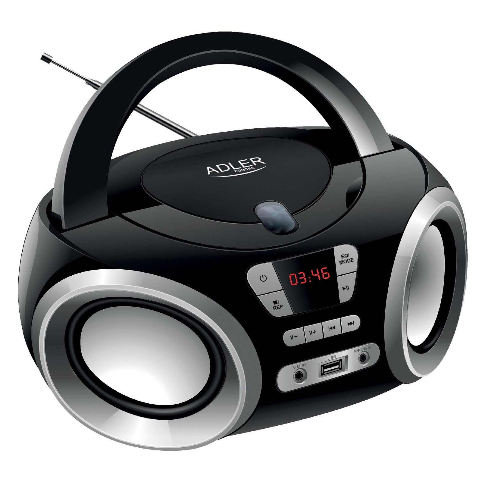 Boombox Usb MP3 Přehrávač CD Adler Černý