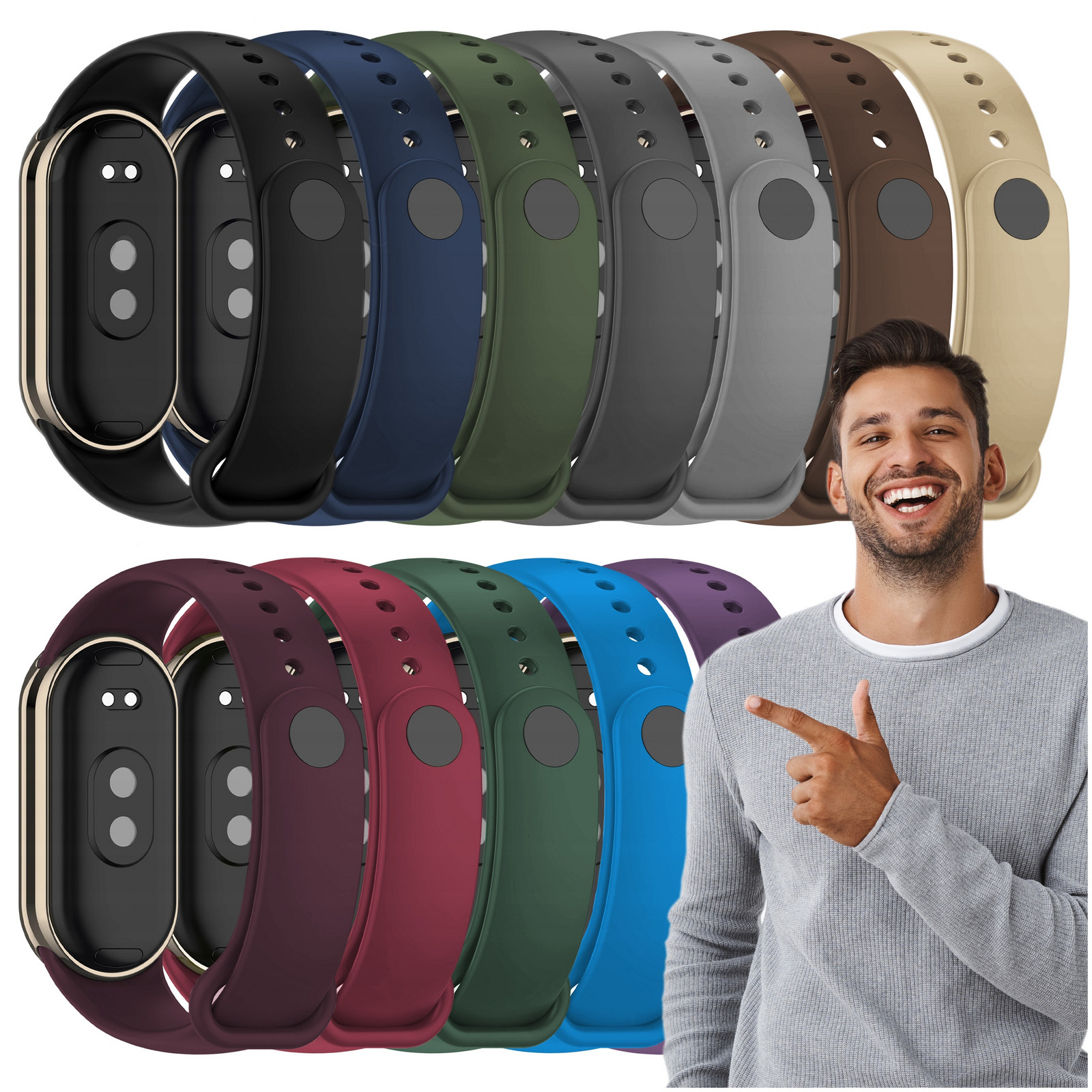 Sada: 12 kusů náramek pro Xiaomi Mi Band 8 9 řemínek pro smartband barvy