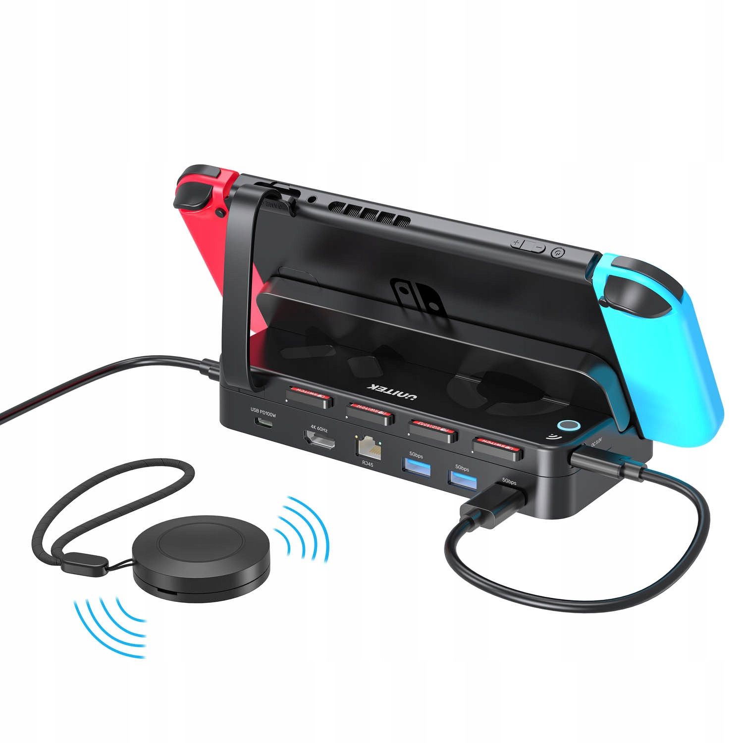 Unitek Dokovací stanice pro Nintendo Switch Pd 100W, Hdmi 4K, RJ-45, čtečka