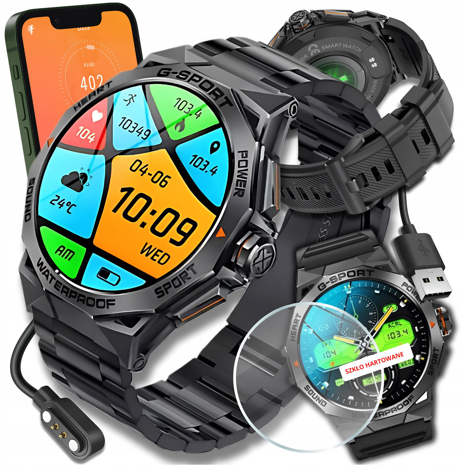 Chytré Hodinky Pánské Hodinky Hovory Pl Menu Tepová Frekvence Puls Sen Smart Watch Sklo