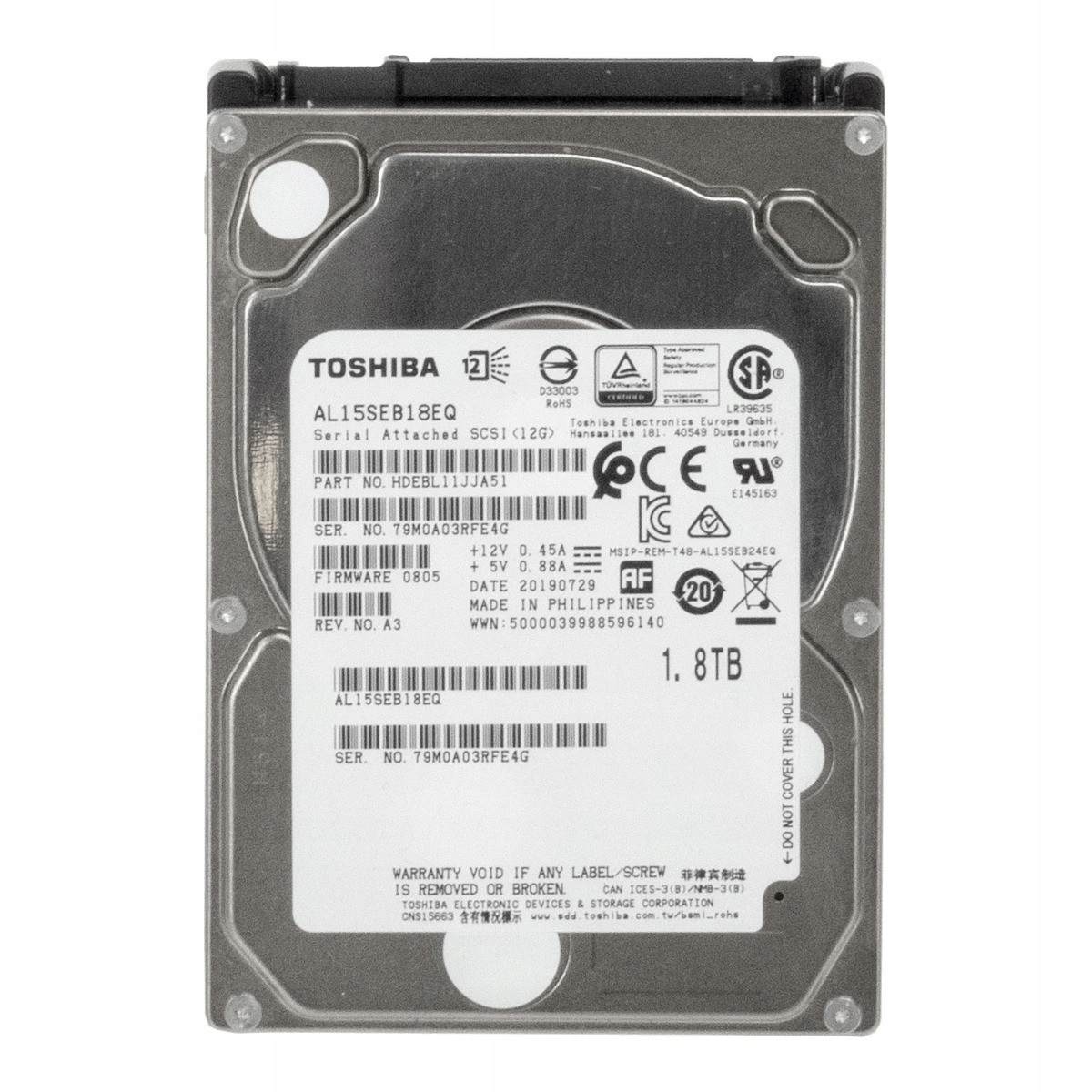 Toshiba 1,8TB 10K 128MB SAS-3 2,5'' AL15SEB18EQ