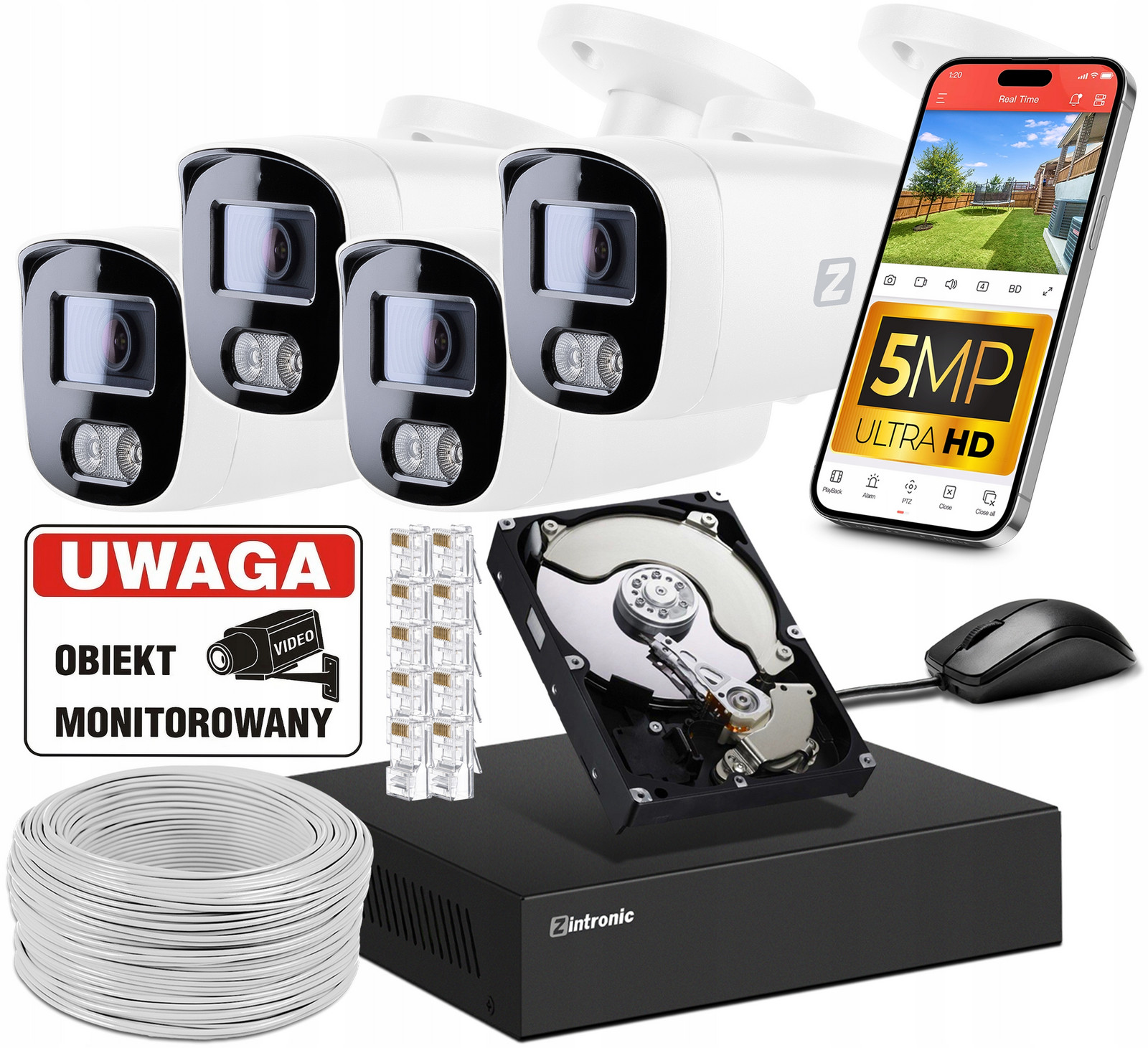 Sada Monitoringu Ip Poe 4 Kamery 5MPx 5MP 1TB Náhled Aplikace IR30M 2K