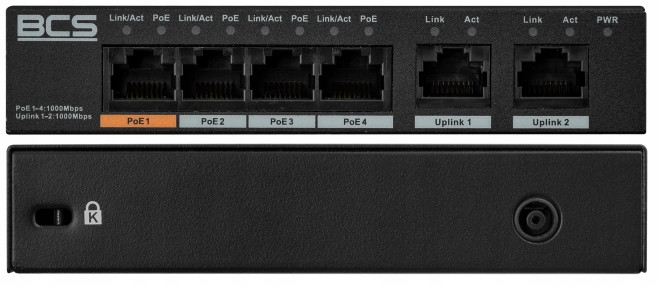 BCS-L-SP04G02G Bcs Line Switch Poe 6 Portový 4X Poe 2X Lan RJ45 Výkon 60W