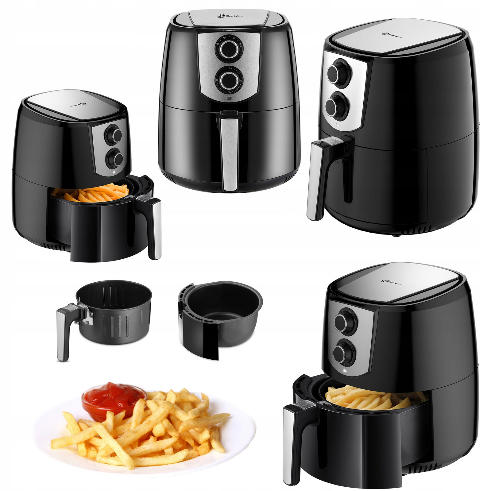 Fritéza bez tuku snadno čistitelná do myčky velká 3,5L 1400W