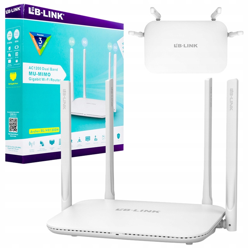 Bezdrátový Wi-Fi router Lan porty Gigabit Ethernet 2,4GHz 5GHz AC1200