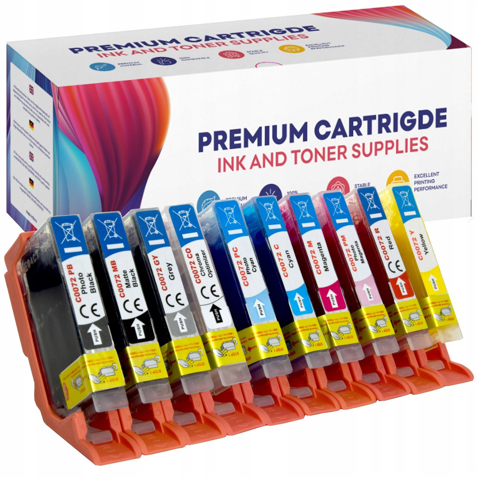 10x Inkoust pro Canon PGI-72 Pixma Pro-10 Set 140ml