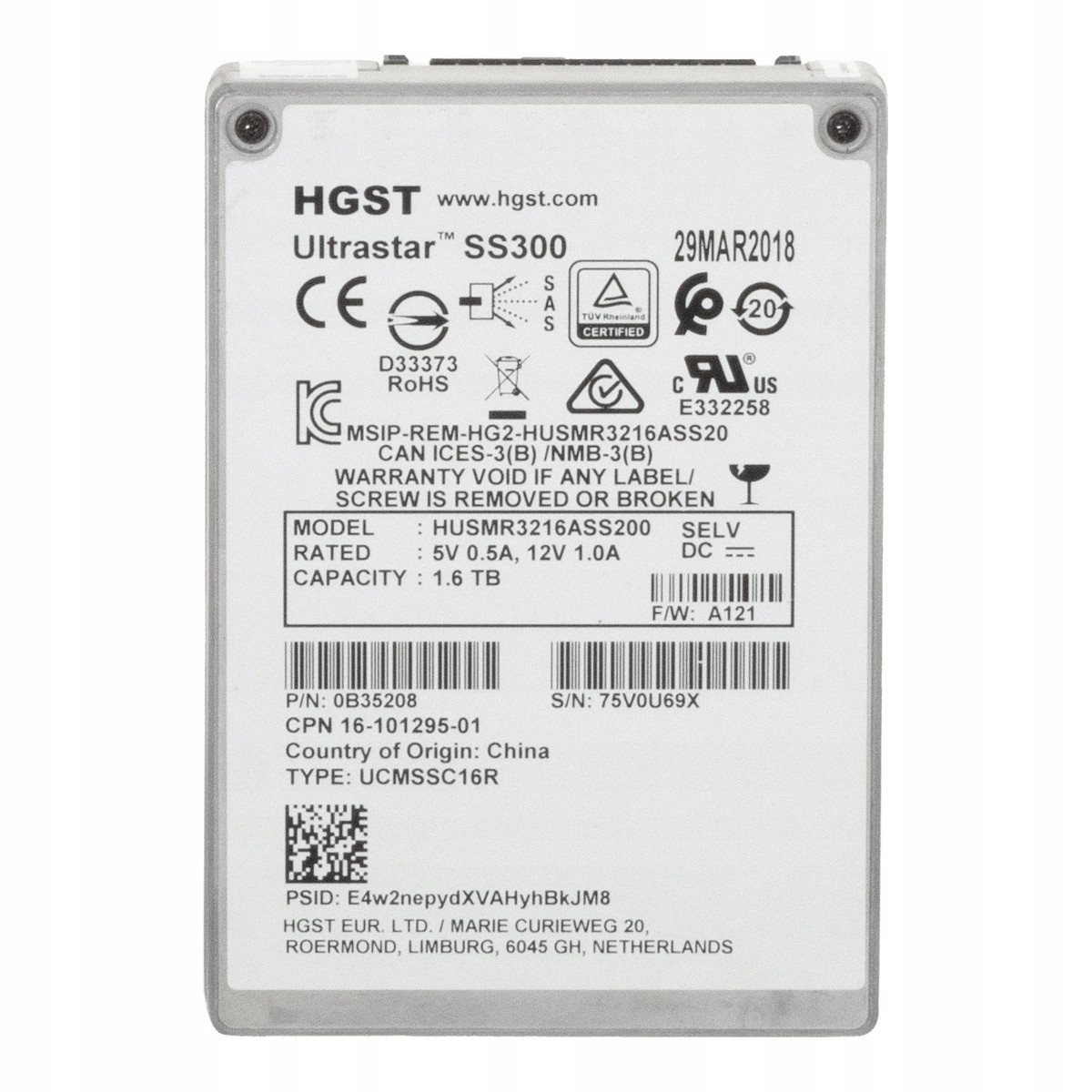 Cisco 16-101295-01 1,6TB MLC SAS-3 2,5'' HUSMR3216ASS200