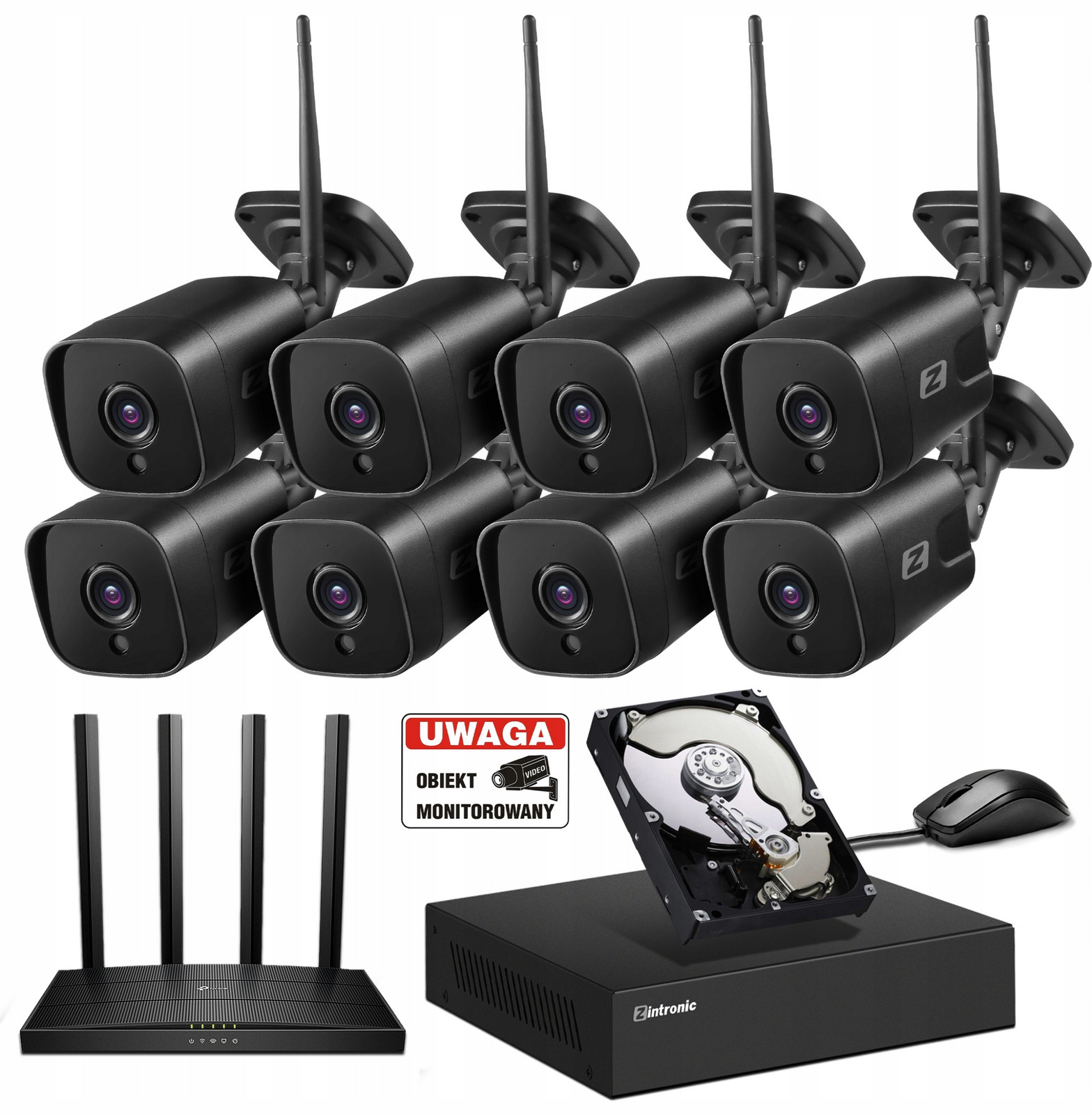 Sada pro Ip Monitorování WiFi 8 Kamer 5MPx Černá