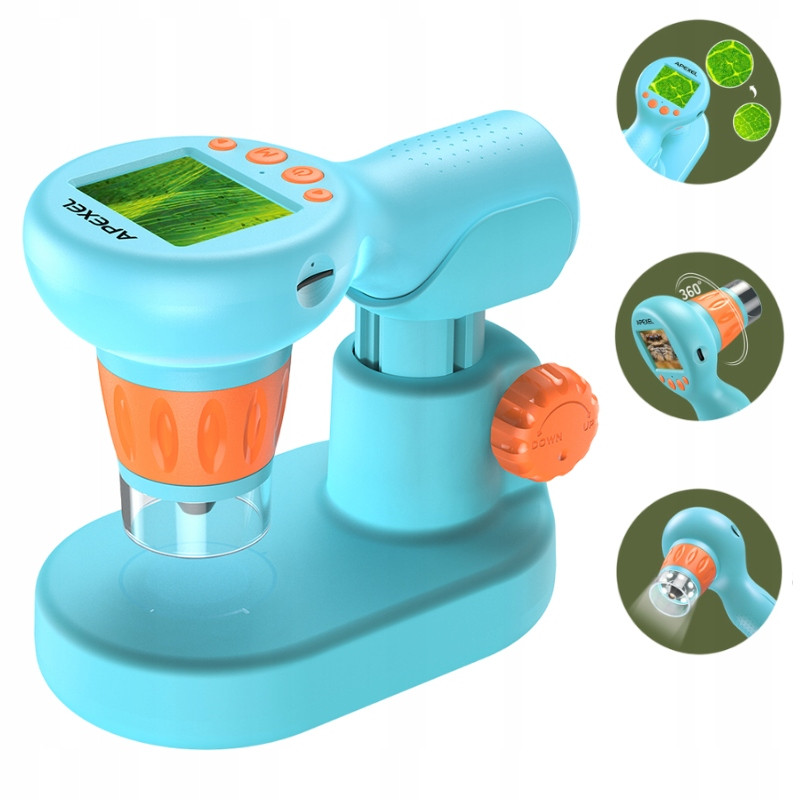 Apexel Digitální mikroskop pro děti 0-800x S Lcd obrazovkou 2