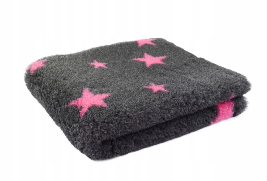DryBed Blovi VetBed A+ pelíšek grafit s růžovými hvězdičkami L 150cm x 100cm