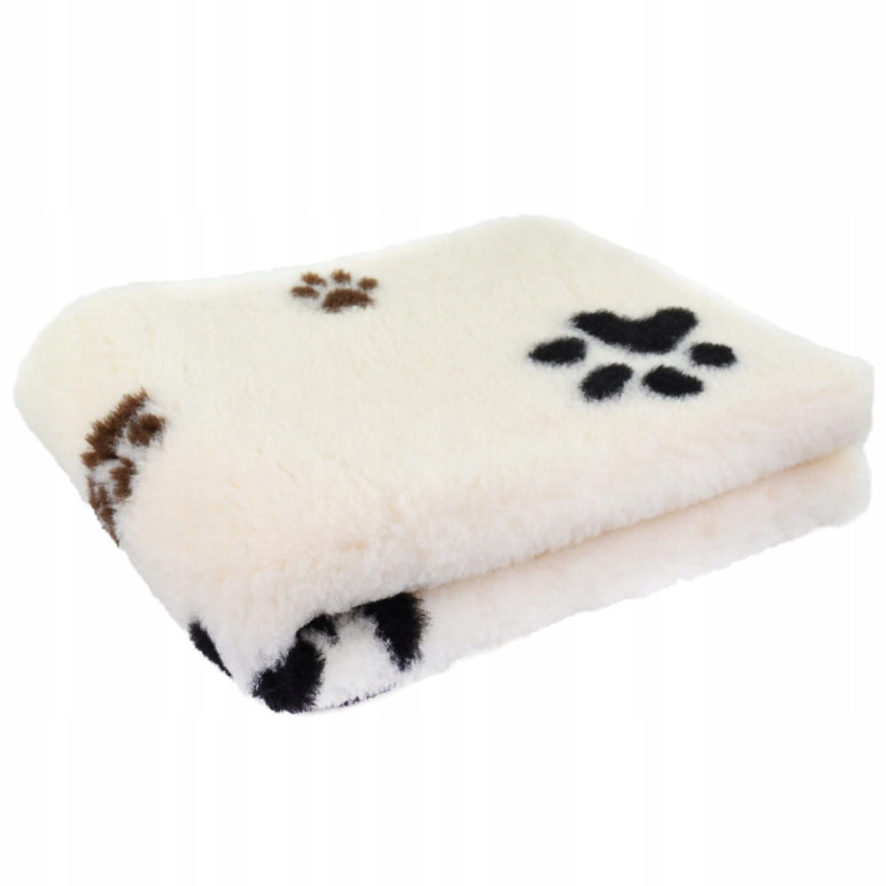 DryBed Blovi VetBed A+ pelíšek krémově černý s tlapkami XL 150cm x 150cm