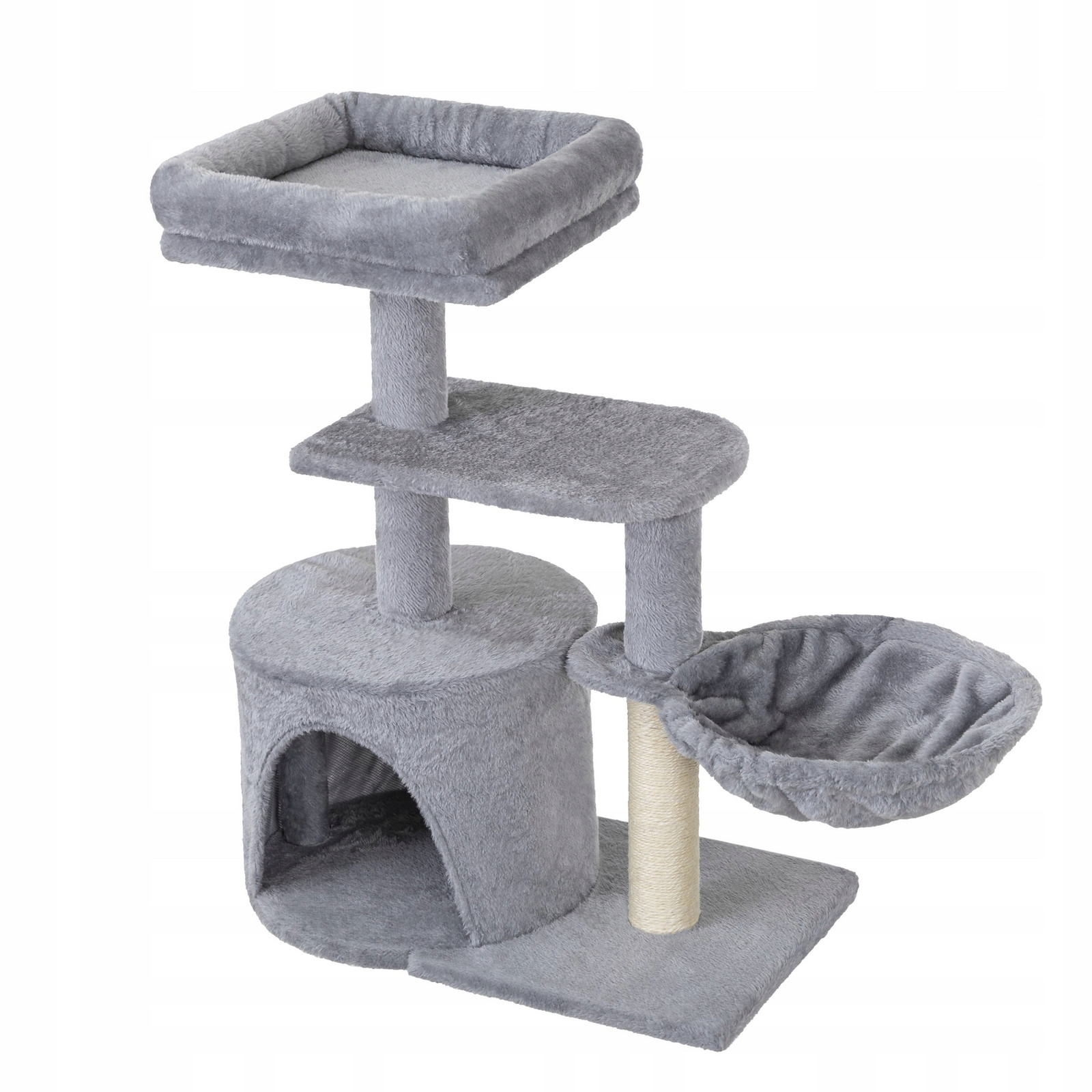 Velké škrabadlo pro kočky, domeček, věž pro kočky s pelíškem 52x32x69 Cm