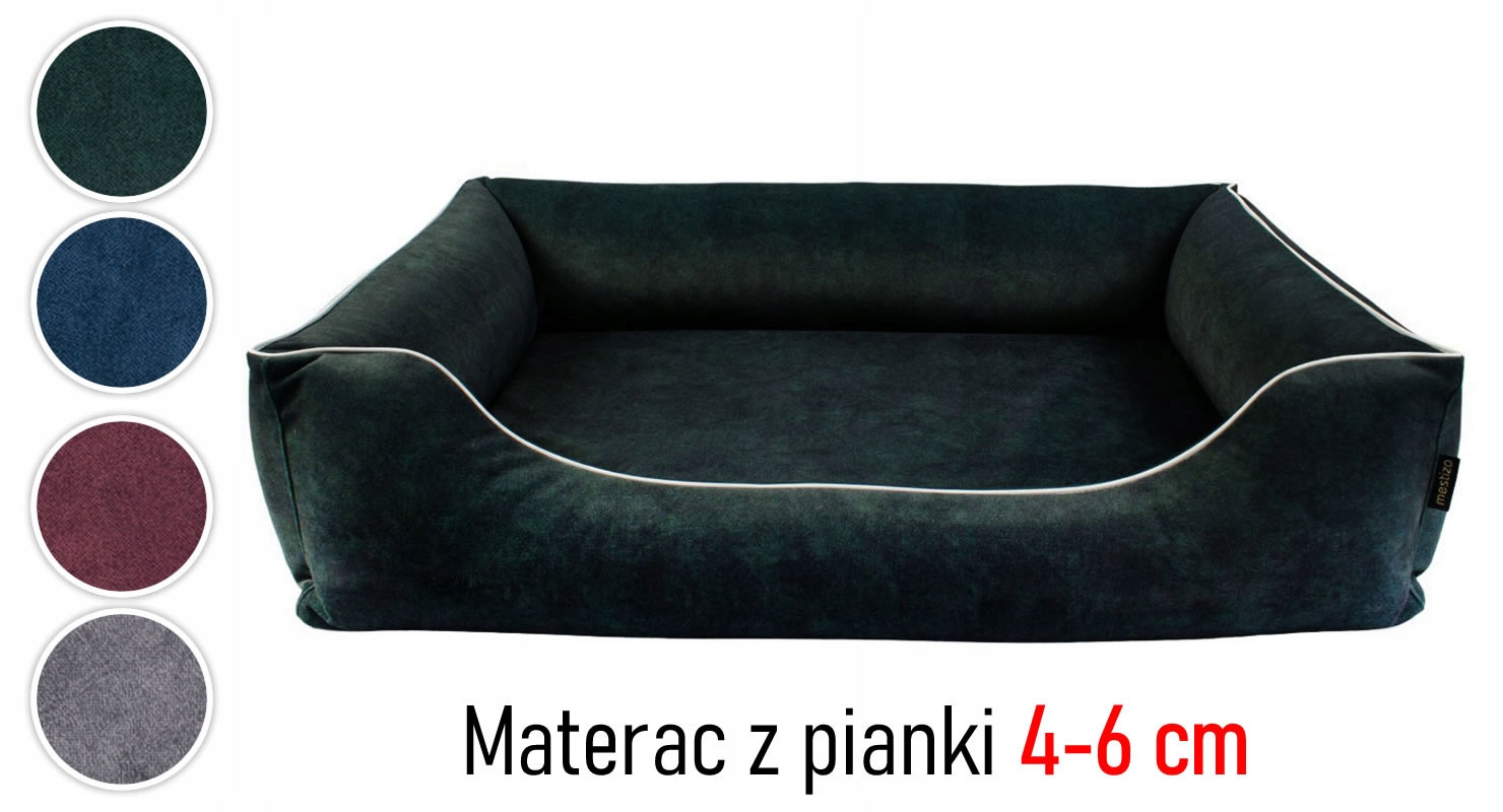 Velurový pelíšek pelíšek pro psa 65x50 pěna 4cm rozebíratelná zeleň/bílá