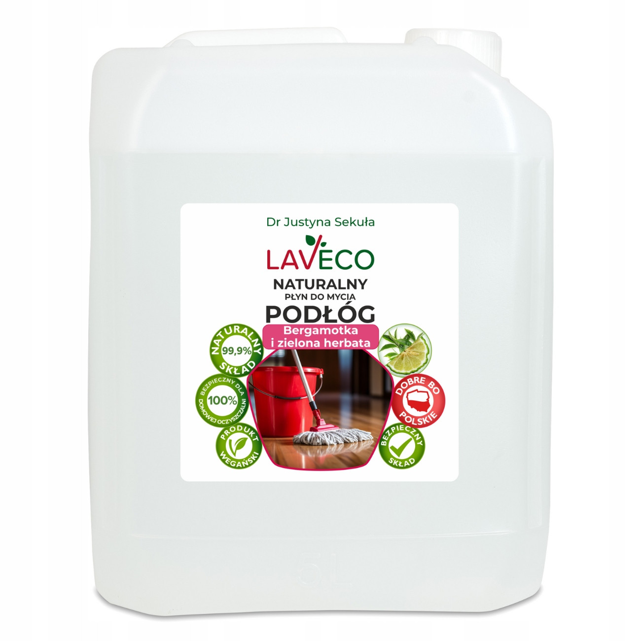 Laveco Přírodní prostředek na mytí podlah – bergamot a zelený čaj 5 l