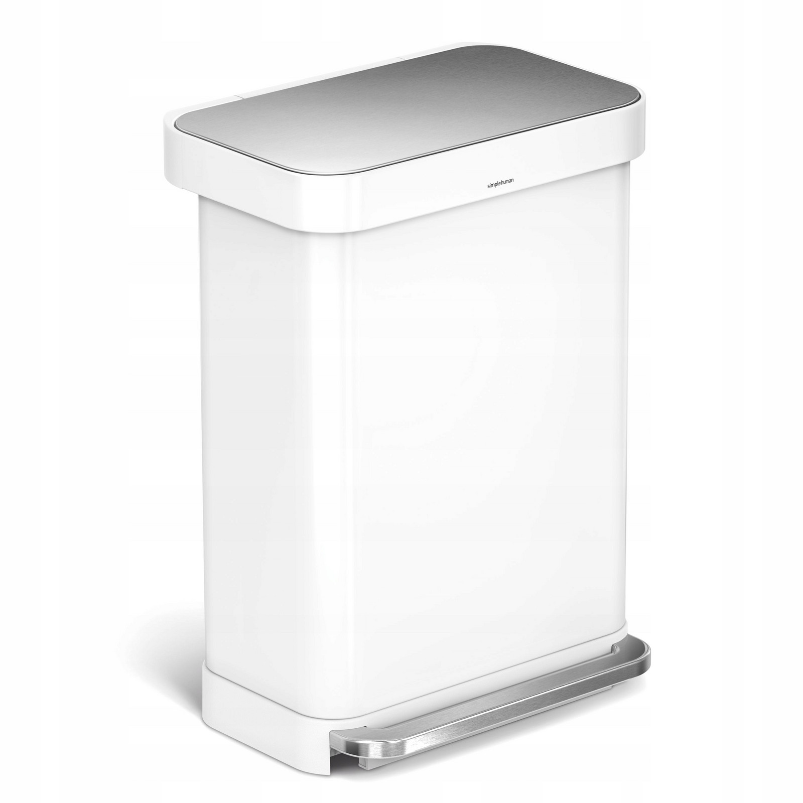 simplehuman Liner Pocket Ocelový pedálový koš 55 l Bílá