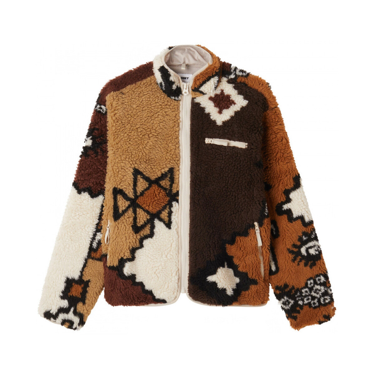 Obey  Moroccan rug sherpa jacket  Hnědá