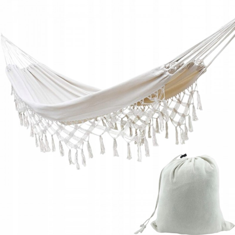 Béžová houpací síť SOLARA 150 x 200 cm + taška zdarma