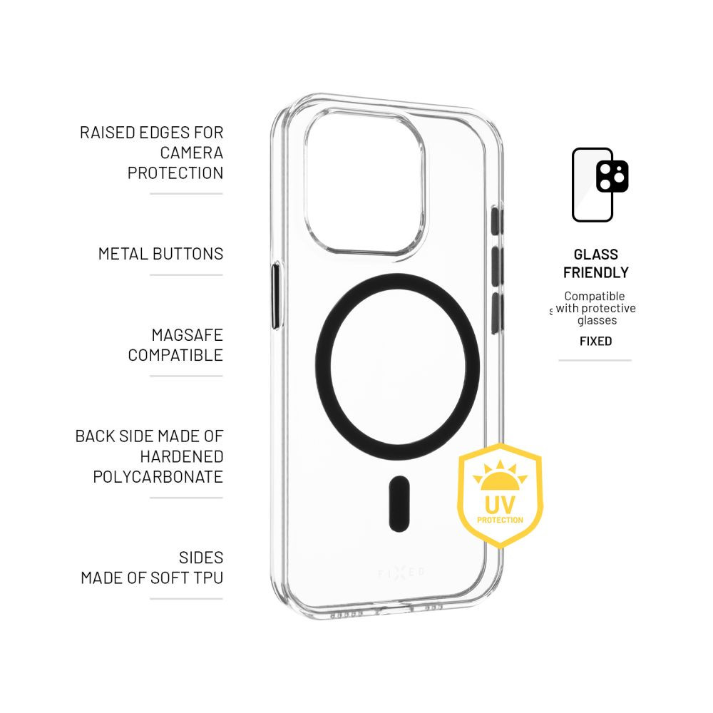 Zadní kryt FIXED MagPurity s podporou Magsafe pro Apple iPhone 16 Pro Max, čirá