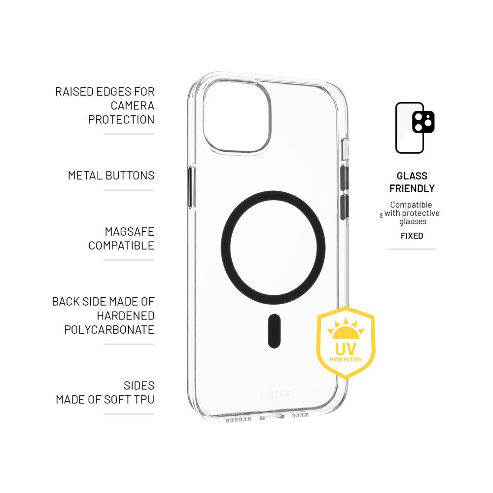 Zadní kryt FIXED MagPurity s podporou Magsafe pro Apple iPhone 16 Plus, čirá