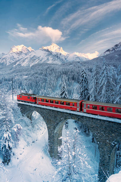 Roberto Moiola / Sysaworld Ilustrace Bernina Express train in the snowy, Roberto Moiola / Sysaworld, 26.7 × 40 cm