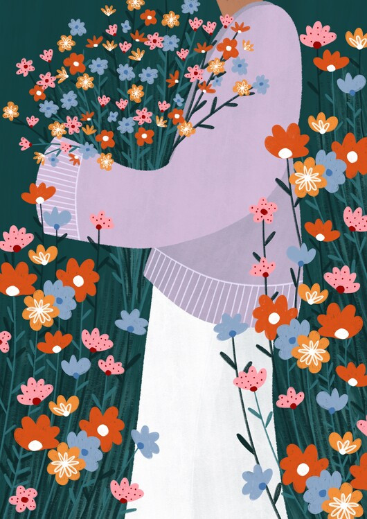 Bea Muller Ilustrace Wildflower Garden, Bea Muller, 30 × 40 cm