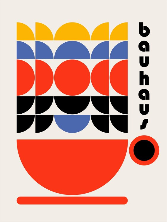 Retrodrome Ilustrace Bauhaus Coffee 70s Decor, Retrodrome, 30 × 40 cm