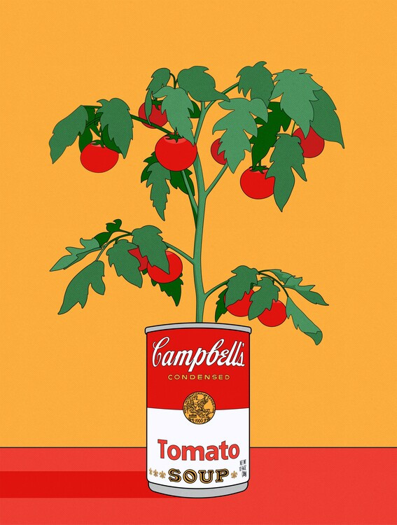 Retrodrome Ilustrace Campbells Soup Tomato Plant Retro Illustration, Retrodrome, 30 × 40 cm