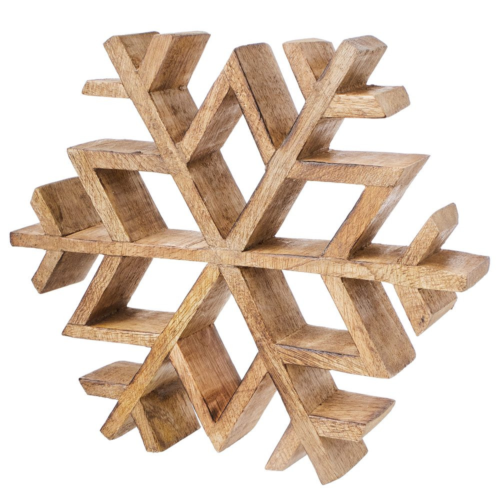 SNOWFLAKE Dekorace z mangového dřeva 20 cm