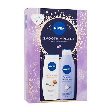 Nivea Smooth Moment : tělové mléko Smooth Sensation 250 ml + sprchový gel Shea Butter & Botanical Oil 250 ml pro ženy