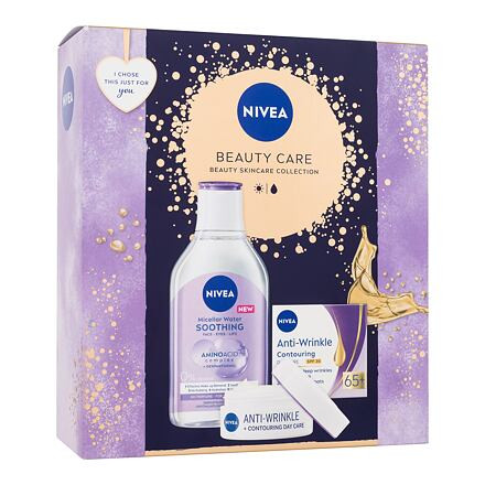 Nivea Beauty Care : denní pleťový krém Anti-Wrinkle Contouring Day Care 65 SPF30 50 ml + micelární voda Soothing Micellar Water 400 ml pro ženy