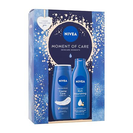 Nivea Moment Of Care : sprchový gel Creme Care 250 ml + tělové mléko Rich Nourishing 250 ml pro ženy