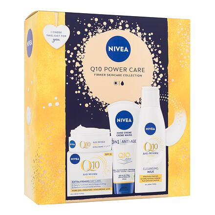 Nivea Q10 Power Care : denní pleťový krém Q10 Anti-Wrinkle Power 50 ml + čisticí pleťové mléko Q10 Anti-Wrinkle Power 200 ml + krém na ruce Q10 Anti-Age 100 ml pro ženy