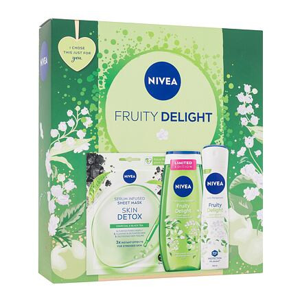 Nivea Fruity Delight : sprchový gel Fruity Delight 250 ml + antiperspirant Fruity Delight 150 ml + pleťová maska Skin Detox 1 ks pro ženy