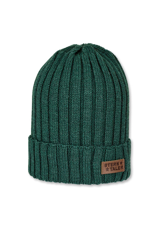 STERNTALER Čepice pletená beanie se zahnutým okrajem tmavě zelená uni vel. 49 cm - 12-18 m