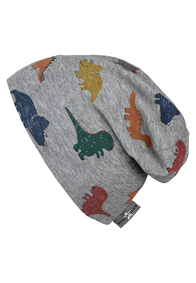 STERNTALER Čepice přechodná sleh dino stříbrná melanž chlapec vel. 49 cm - 12-18 m