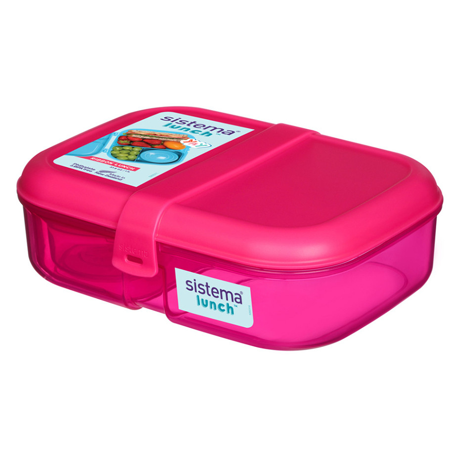 SISTEMA Lunch Krabička 3komory, kelímek růžová 1,1l