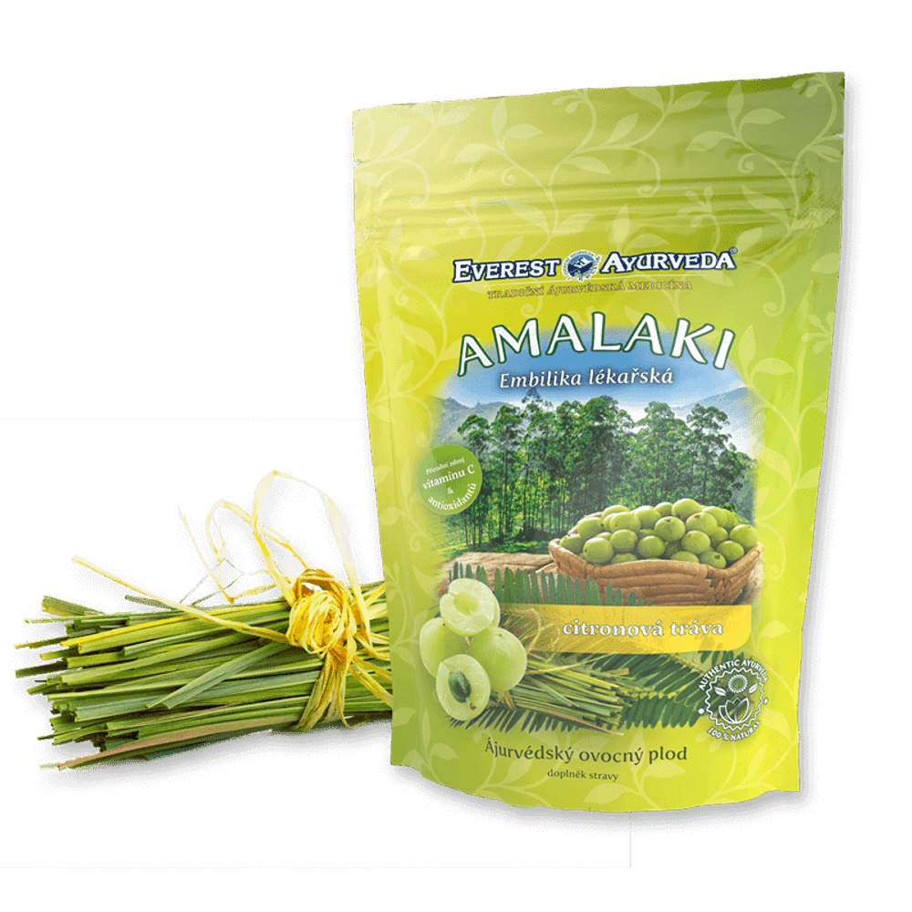 EVEREST AYURVEDA Amalaki plod citronová tráva imunita a revitalizace  sušené ovoce 100 g, poškozený obal