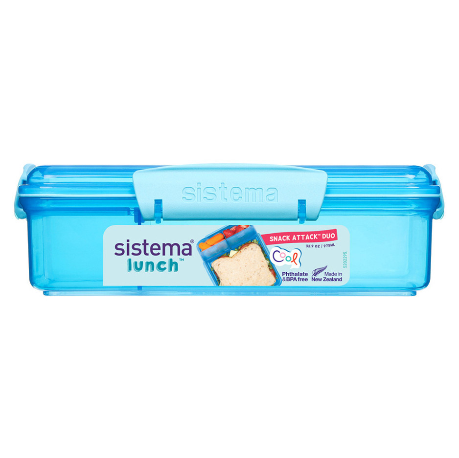 SISTEMA LUNCH Krabička na svačinu s 2 přihrádkami modrá 975 ml