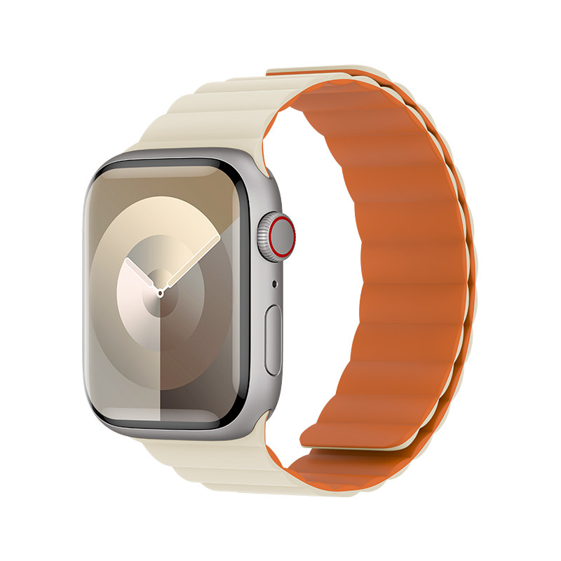 Magnetický silikonový řemínek Benks pro Apple Watch 38-40-41 béžovo-oranžový