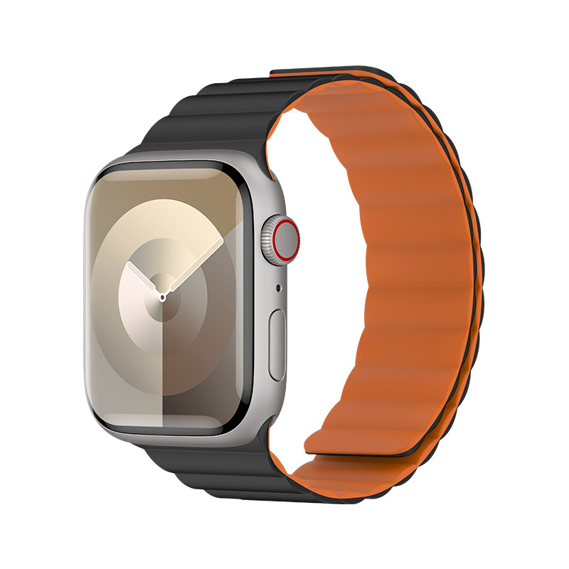 Magnetický silikonový řemínek Benks pro Apple Watch 38-40-41 černo-oranžový