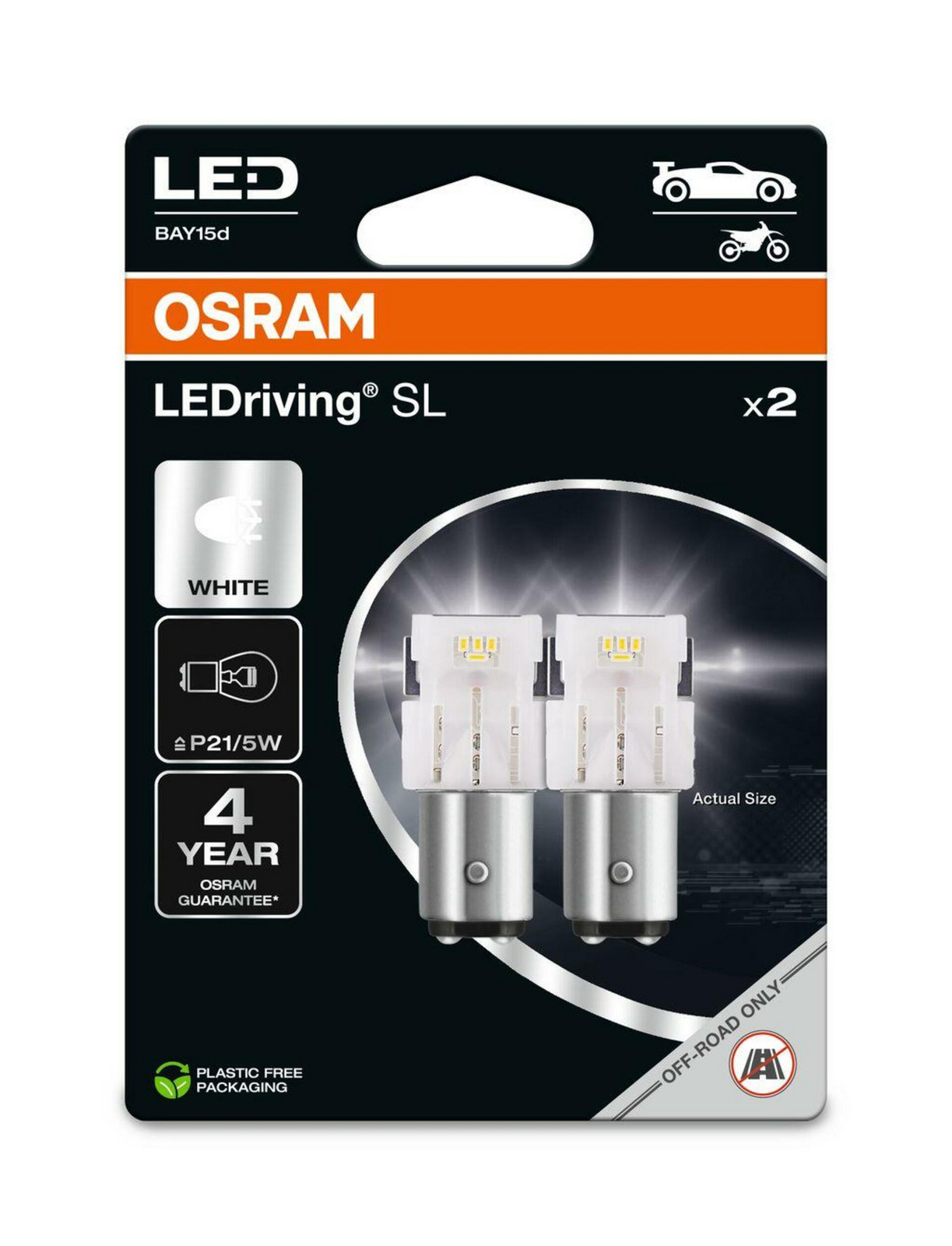 OSRAM LED P21/5W 12V 1,7W BAY15d LEDriving Cool White 6000K 2ks blistr 7528DWP-2BL