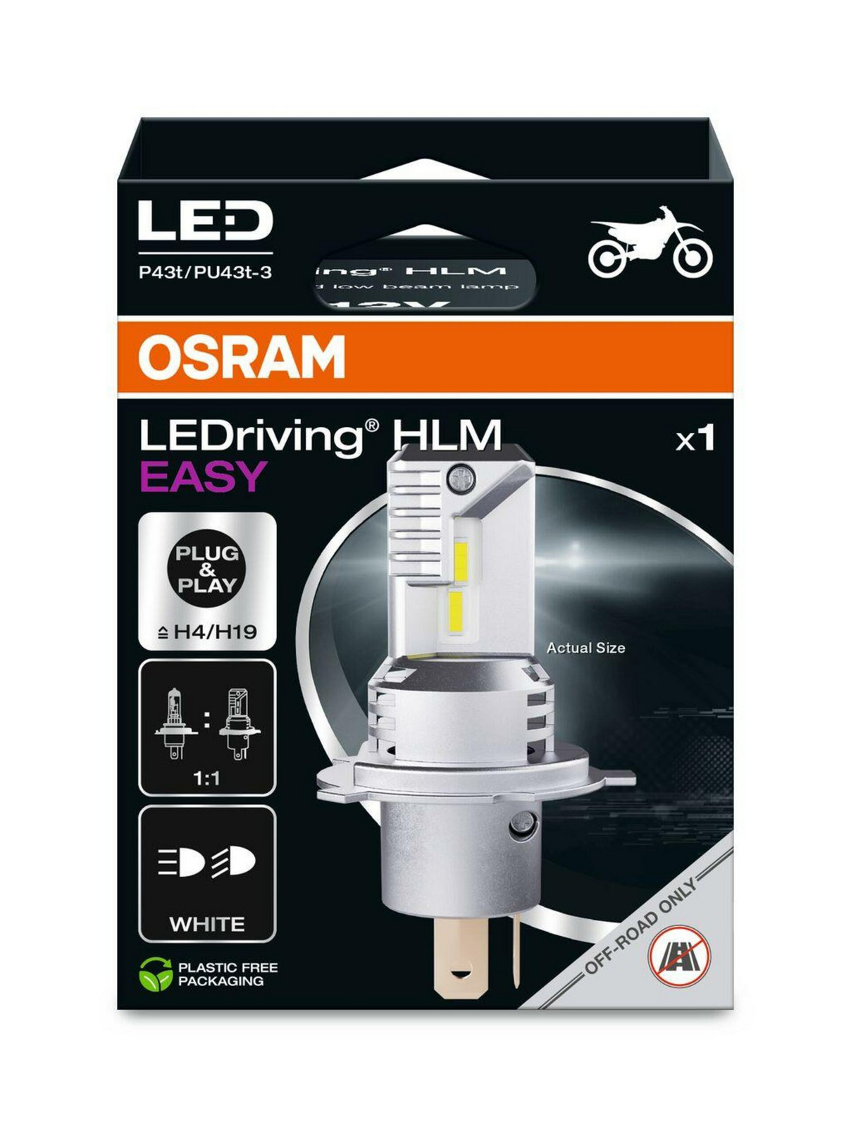 OSRAM LEDriving HLM EASY H4/H19 12V 16.5W/16.5W P43t/PU43t-3 6500K White 1ks 64193DWESY-1HB